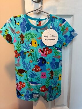 Little Sleepies Aqua & Multicolor Finding Nemo Play Romper